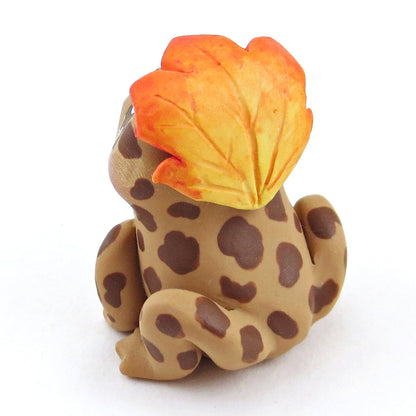 Fall Leaf Hat Toad Figurine - Polymer Clay Fall Collection