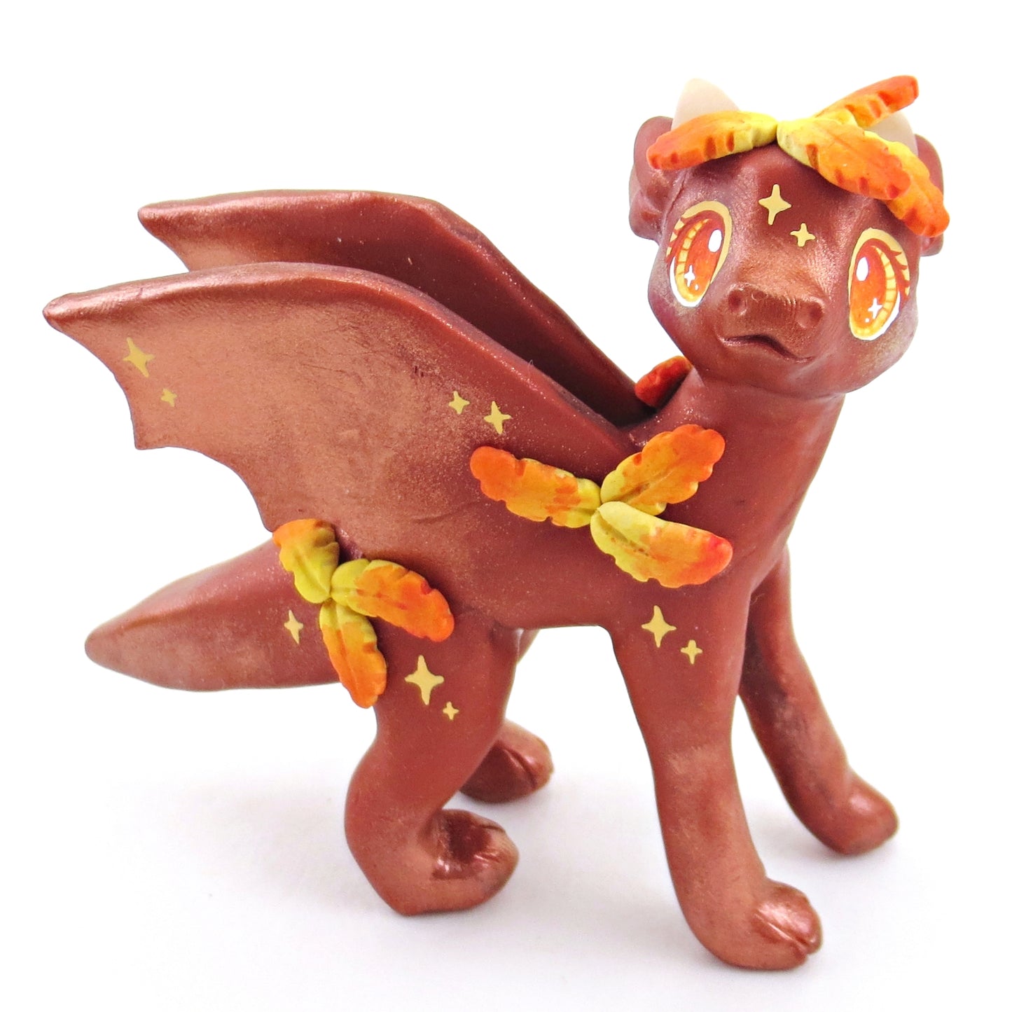 Fairytale Fall Leaf Dragon Figurine - Polymer Clay Fall Collection