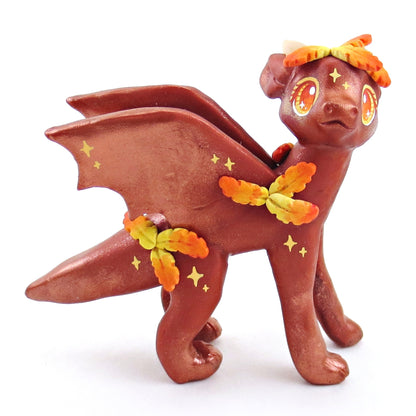 Fairytale Fall Leaf Dragon Figurine - Polymer Clay Fall Collection