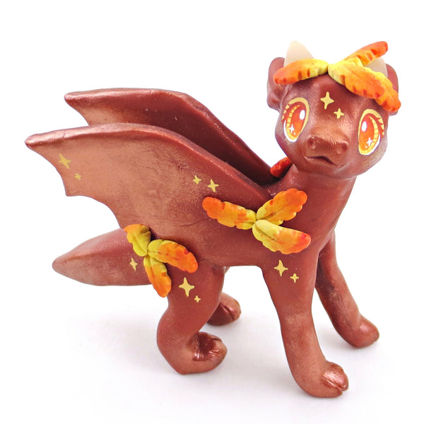 Fairytale Fall Leaf Dragon Figurine - Polymer Clay Fall Collection