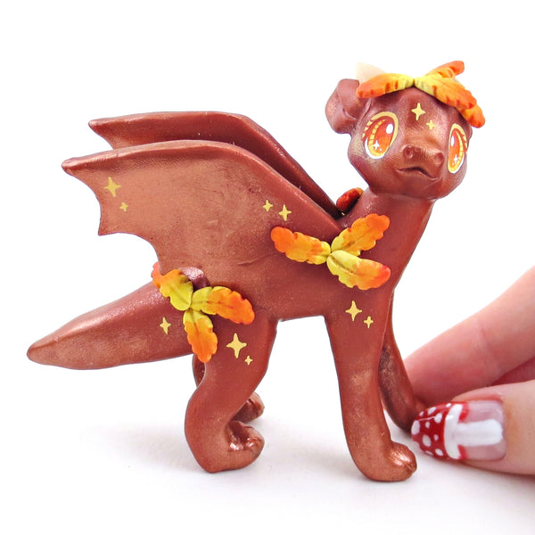 Fairytale Fall Leaf Dragon Figurine - Polymer Clay Fall Collection