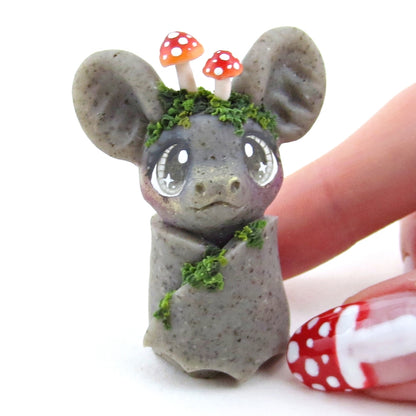 Fairytale Fall Gargoyle Stone Mushroom Bat Figurine - Polymer Clay Fall Collection