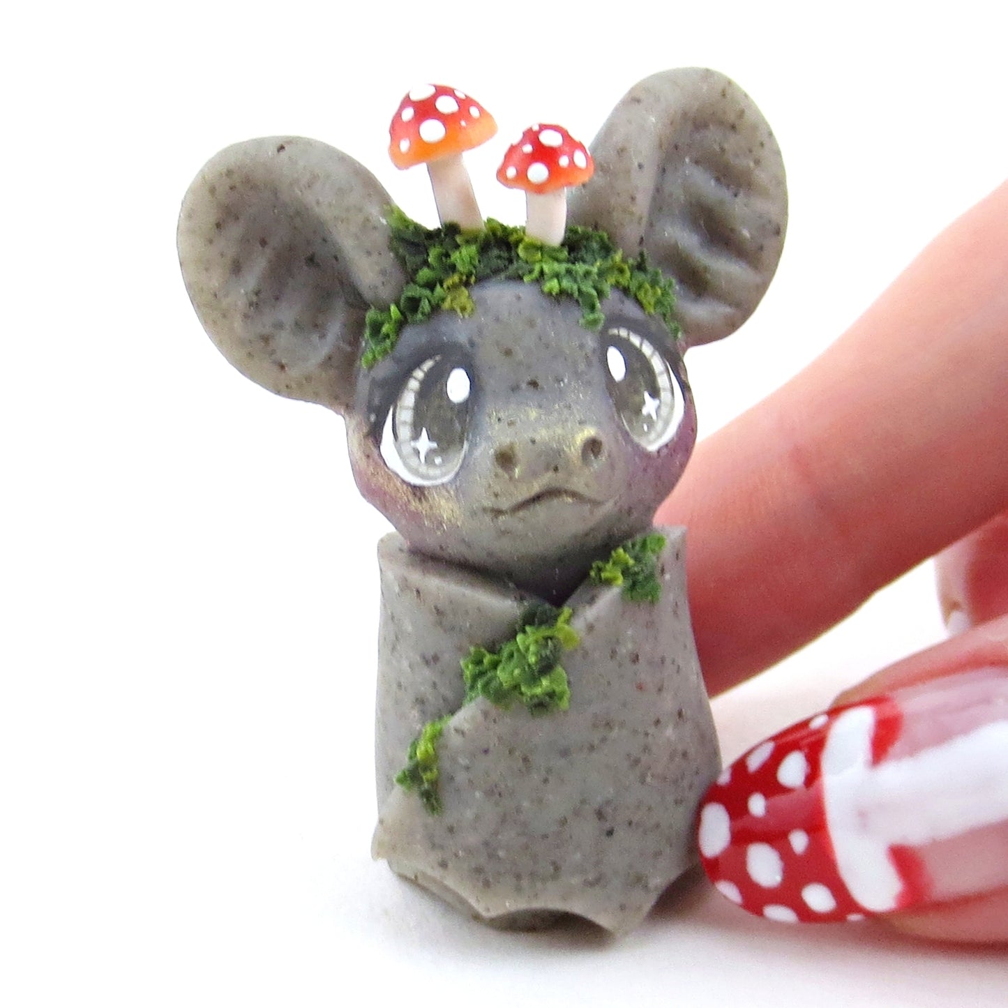 Fairytale Fall Gargoyle Stone Mushroom Bat Figurine - Polymer Clay Fall Collection