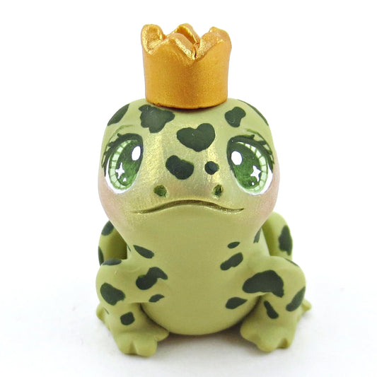 Fairytale Fall Medium Green Frog Prince Figurine - Polymer Clay Fall Collection