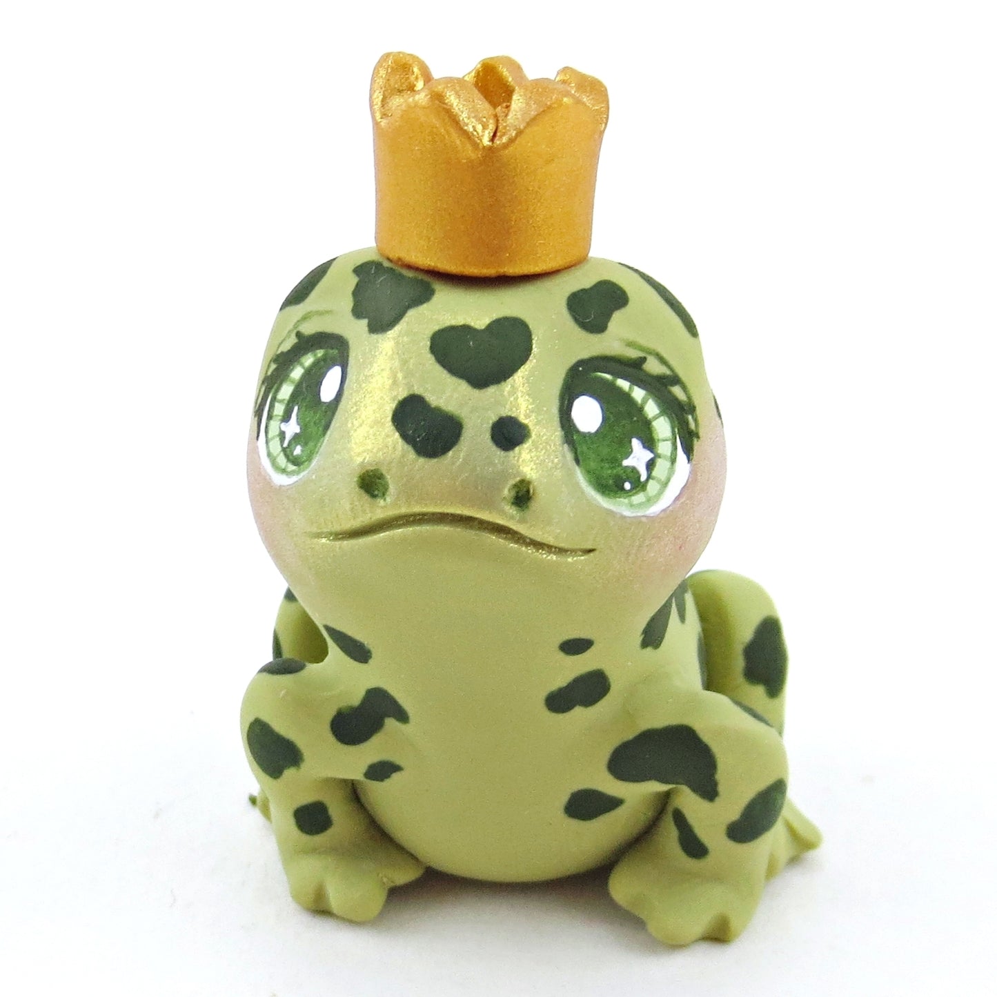 Fairytale Fall Medium Green Frog Prince Figurine - Polymer Clay Fall Collection