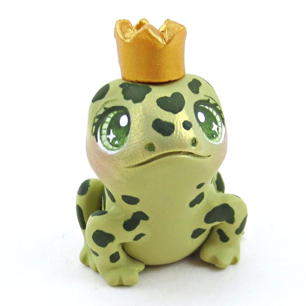 Fairytale Fall Medium Green Frog Prince Figurine - Polymer Clay Fall Collection