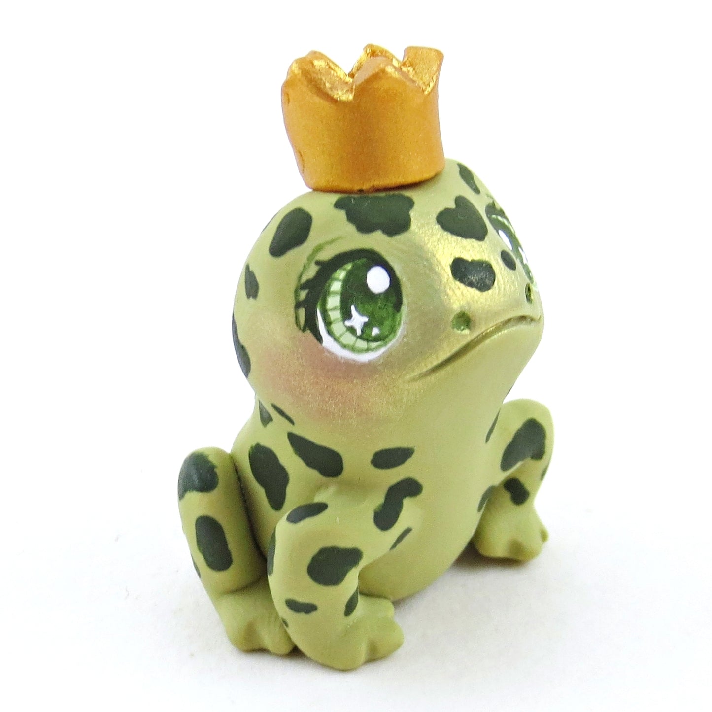 Fairytale Fall Medium Green Frog Prince Figurine - Polymer Clay Fall Collection