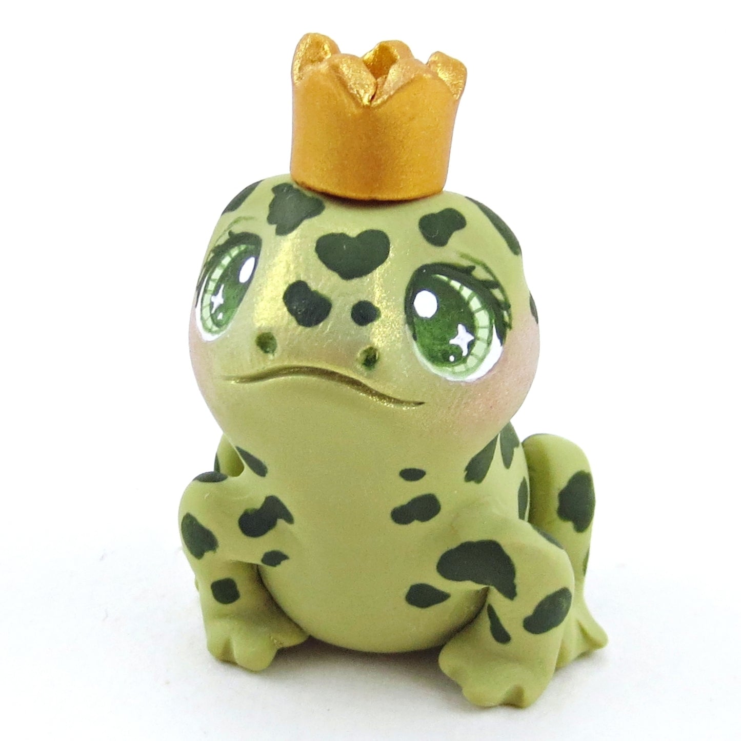 Fairytale Fall Medium Green Frog Prince Figurine - Polymer Clay Fall Collection