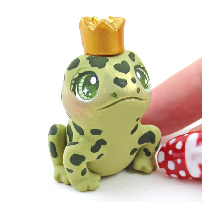 Fairytale Fall Medium Green Frog Prince Figurine - Polymer Clay Fall Collection