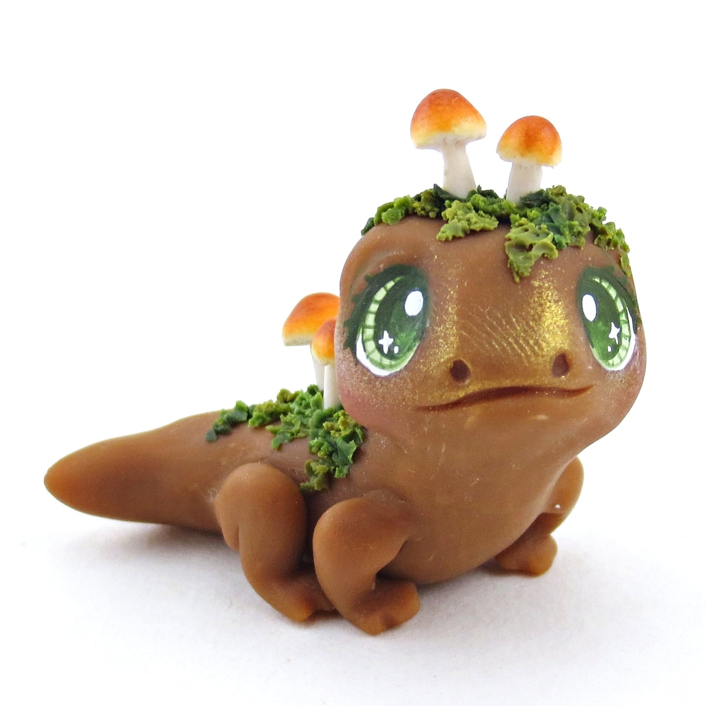 Fairytale Fall Mushroom Salamander Figurine - Polymer Clay Fall Collection