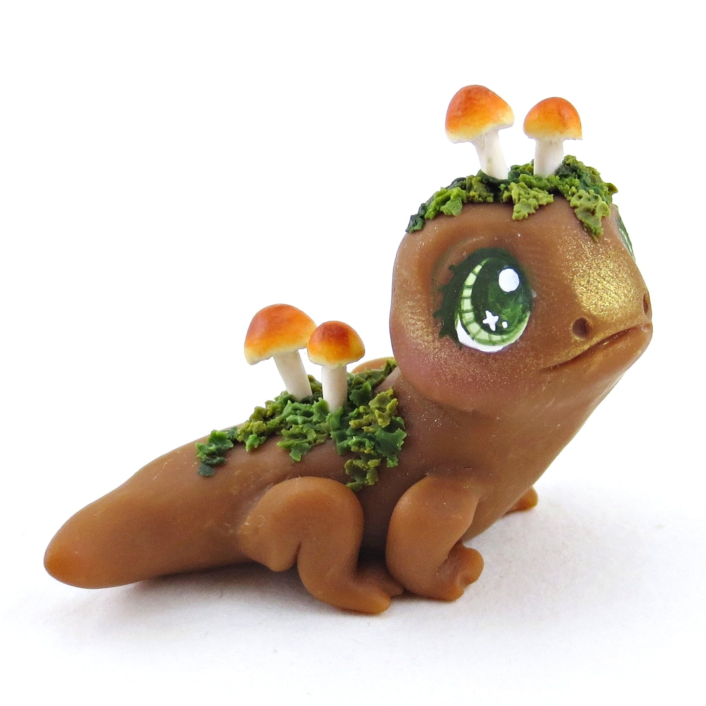 Fairytale Fall Mushroom Salamander Figurine - Polymer Clay Fall Collection