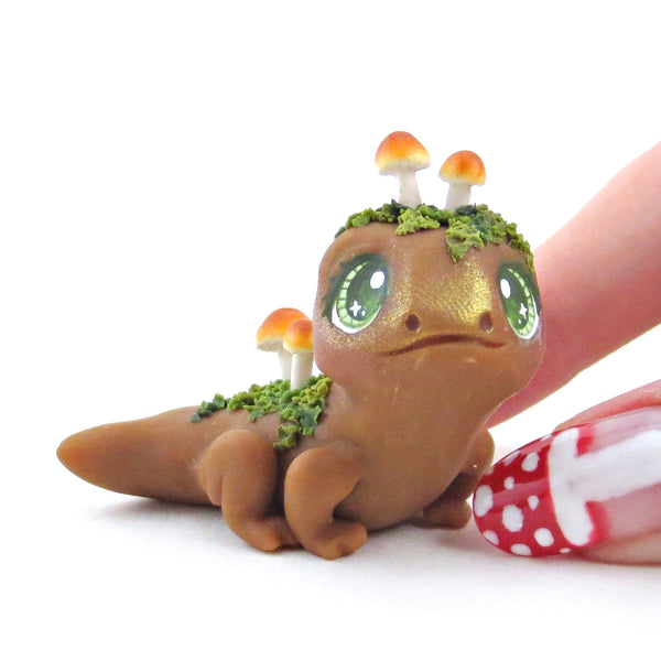 Fairytale Fall Mushroom Salamander Figurine - Polymer Clay Fall Collection