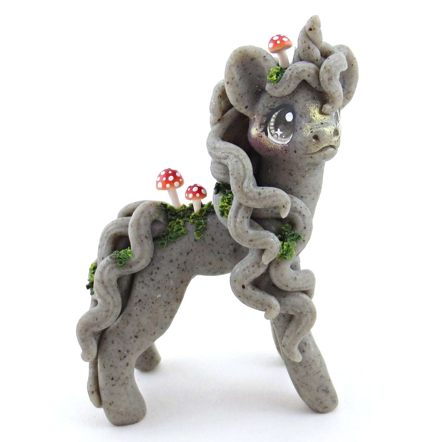 Fairytale Fall Mushroom Stone Gargoyle Unicorn Figurine - Polymer Clay Fall Collection