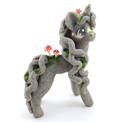 Fairytale Fall Mushroom Stone Gargoyle Unicorn Figurine - Polymer Clay Fall Collection