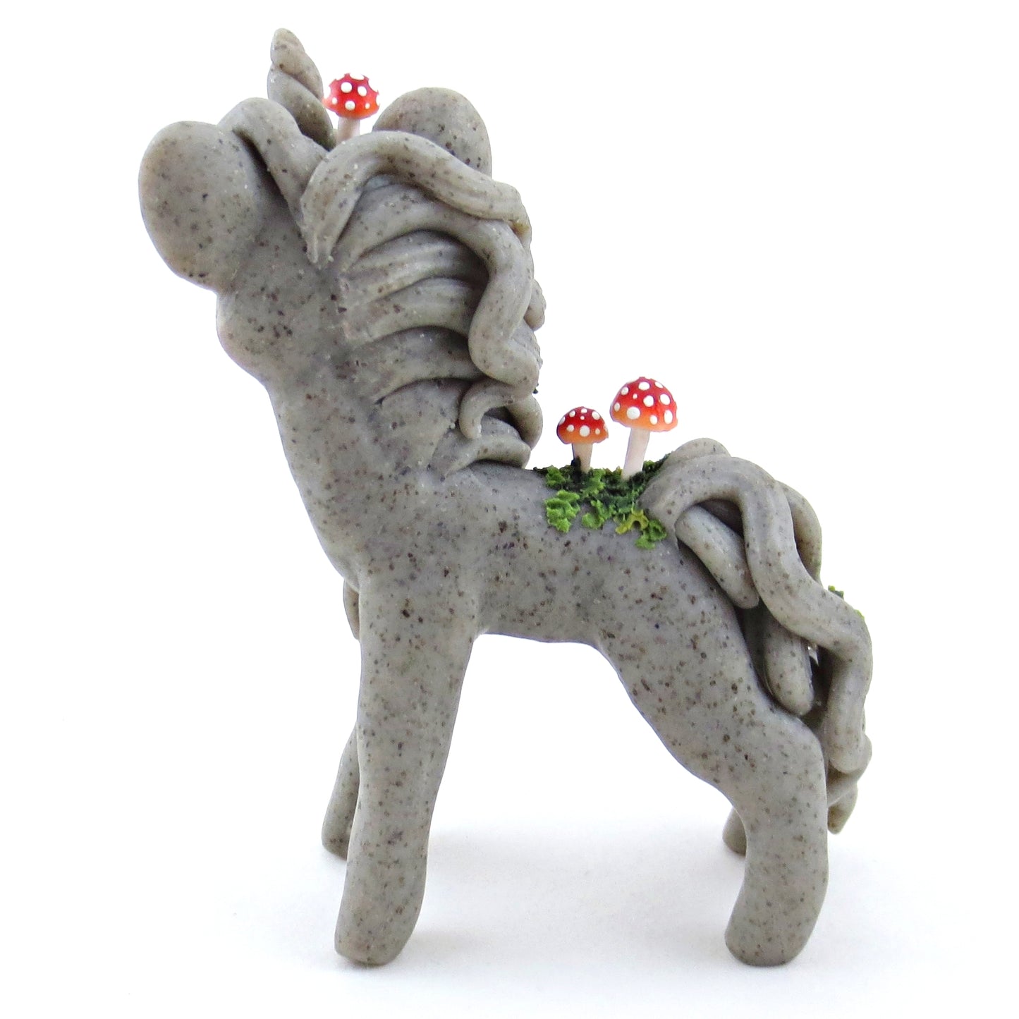 Fairytale Fall Mushroom Stone Gargoyle Unicorn Figurine - Polymer Clay Fall Collection