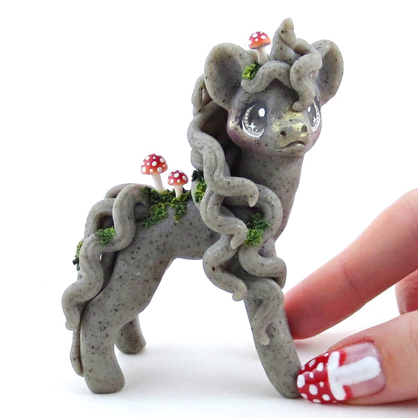Fairytale Fall Mushroom Stone Gargoyle Unicorn Figurine - Polymer Clay Fall Collection
