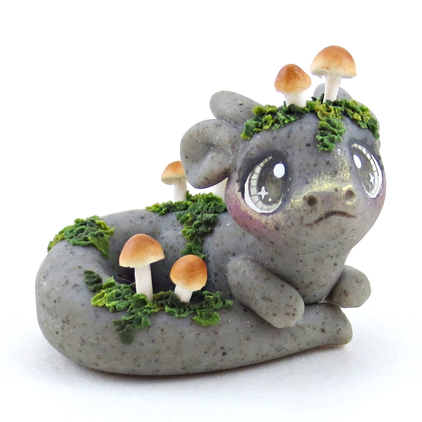 Fairytale Fall Mushroom Stone Gargoyle Baby Dragon Figurine - Polymer Clay Fall Collection