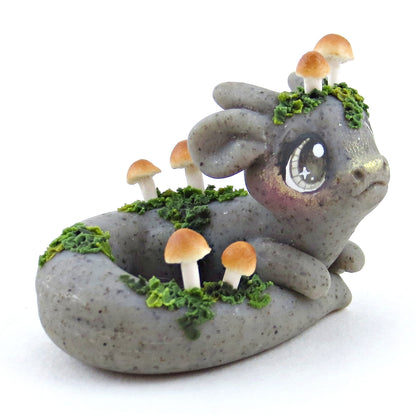 Fairytale Fall Mushroom Stone Gargoyle Baby Dragon Figurine - Polymer Clay Fall Collection