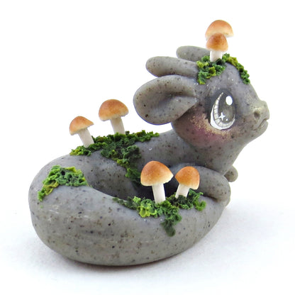 Fairytale Fall Mushroom Stone Gargoyle Baby Dragon Figurine - Polymer Clay Fall Collection