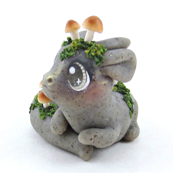 Fairytale Fall Mushroom Stone Gargoyle Baby Dragon Figurine - Polymer Clay Fall Collection