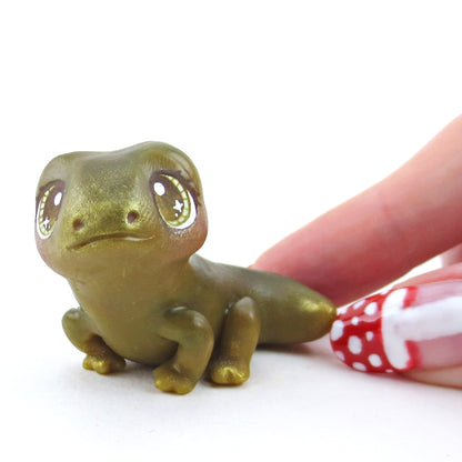 Fairytale Fall Green Newt Figurine - Polymer Clay Fall Collection