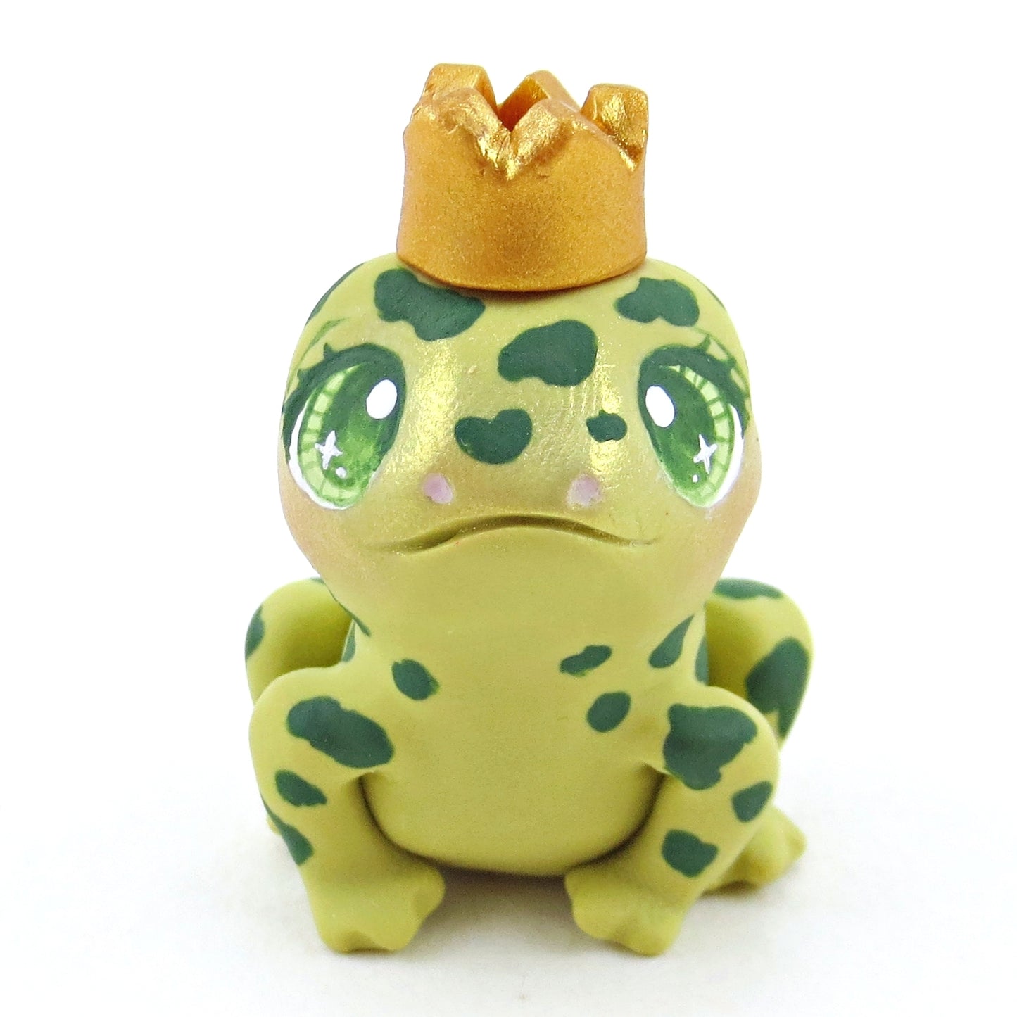 Fairytale Fall Bright Green Frog Prince Figurine - Polymer Clay Fall Collection