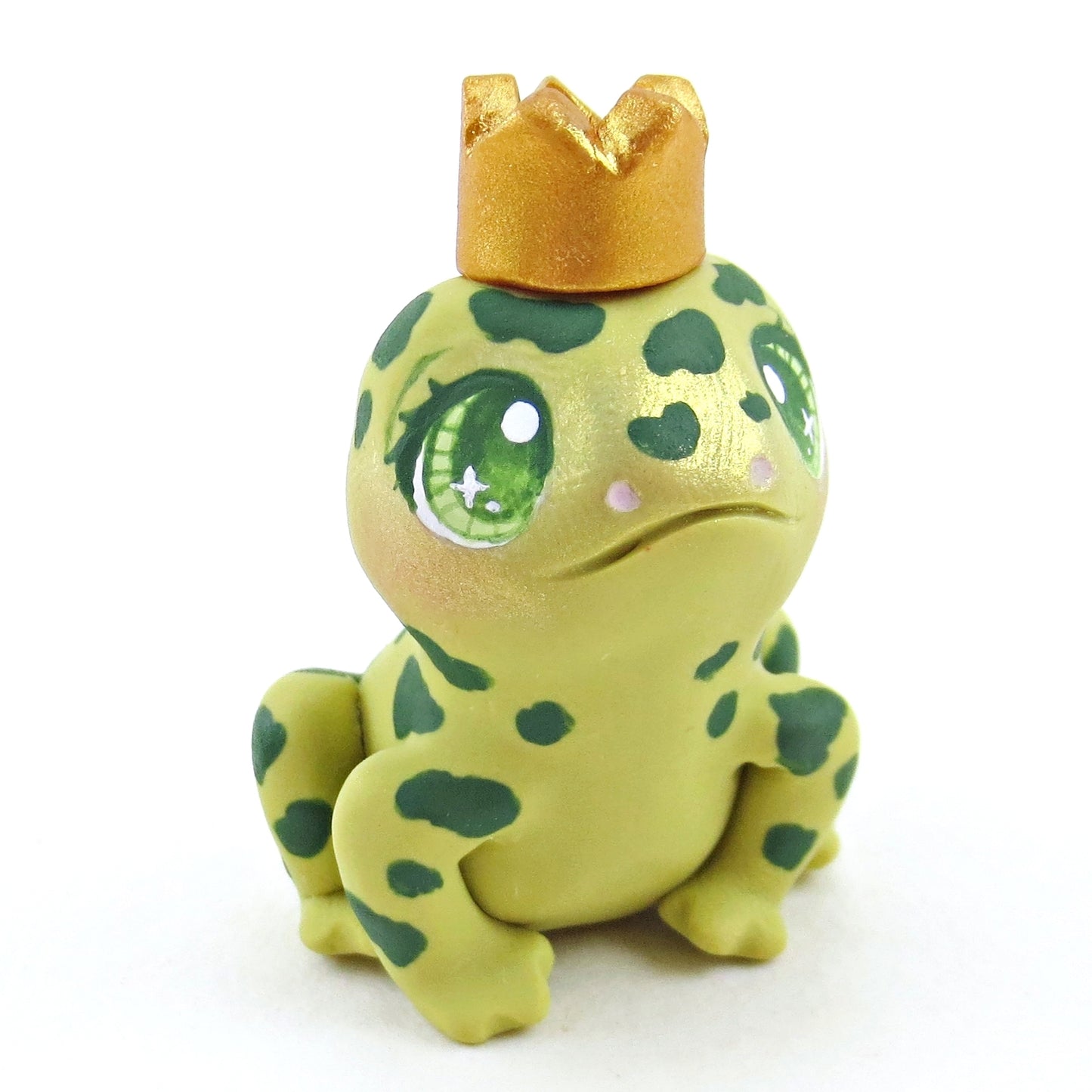 Fairytale Fall Bright Green Frog Prince Figurine - Polymer Clay Fall Collection