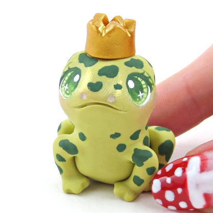 Fairytale Fall Bright Green Frog Prince Figurine - Polymer Clay Fall Collection