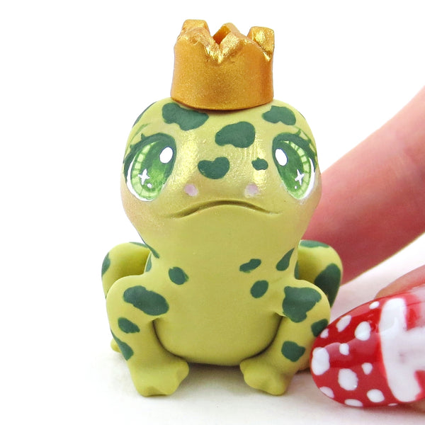 Fairytale Fall Bright Green Frog Prince Figurine - Polymer Clay Fall Collection