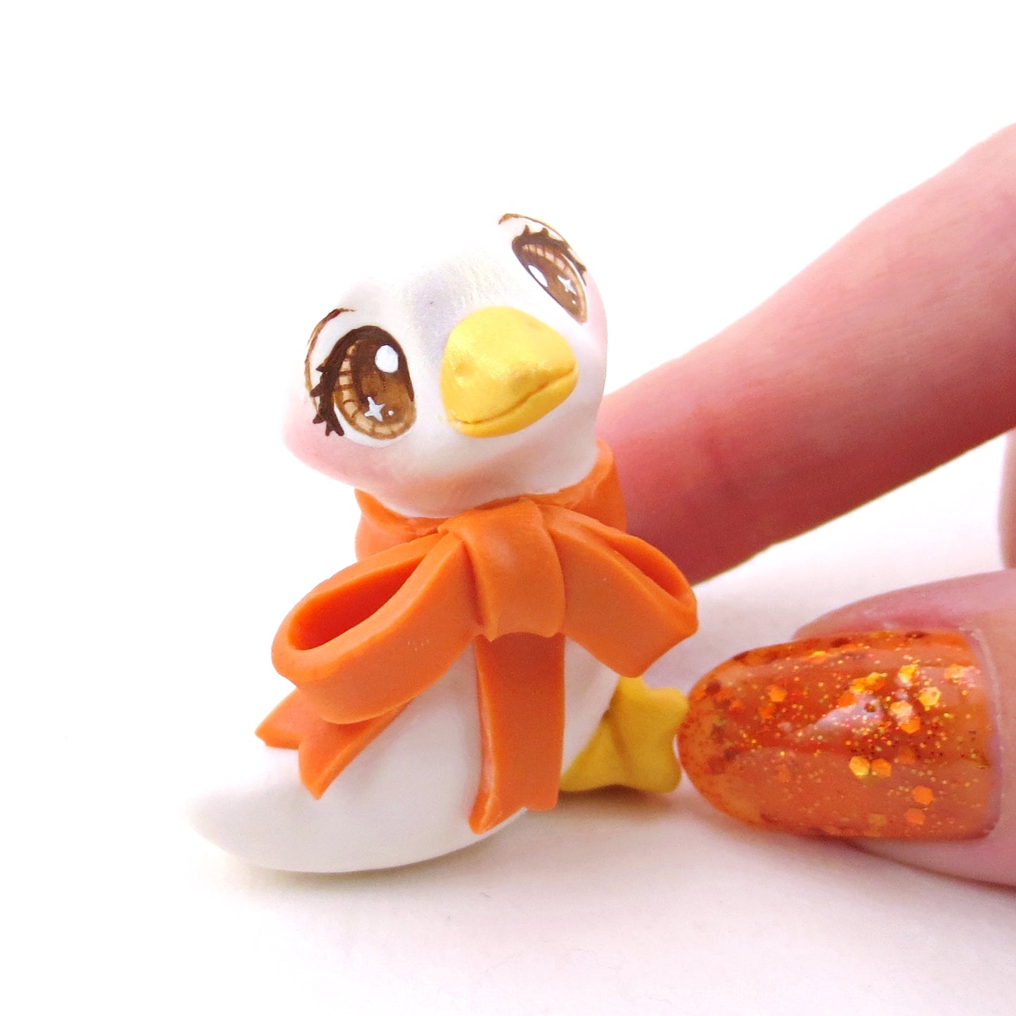 Bow Goose Figurine - Polymer Clay Fall Collection