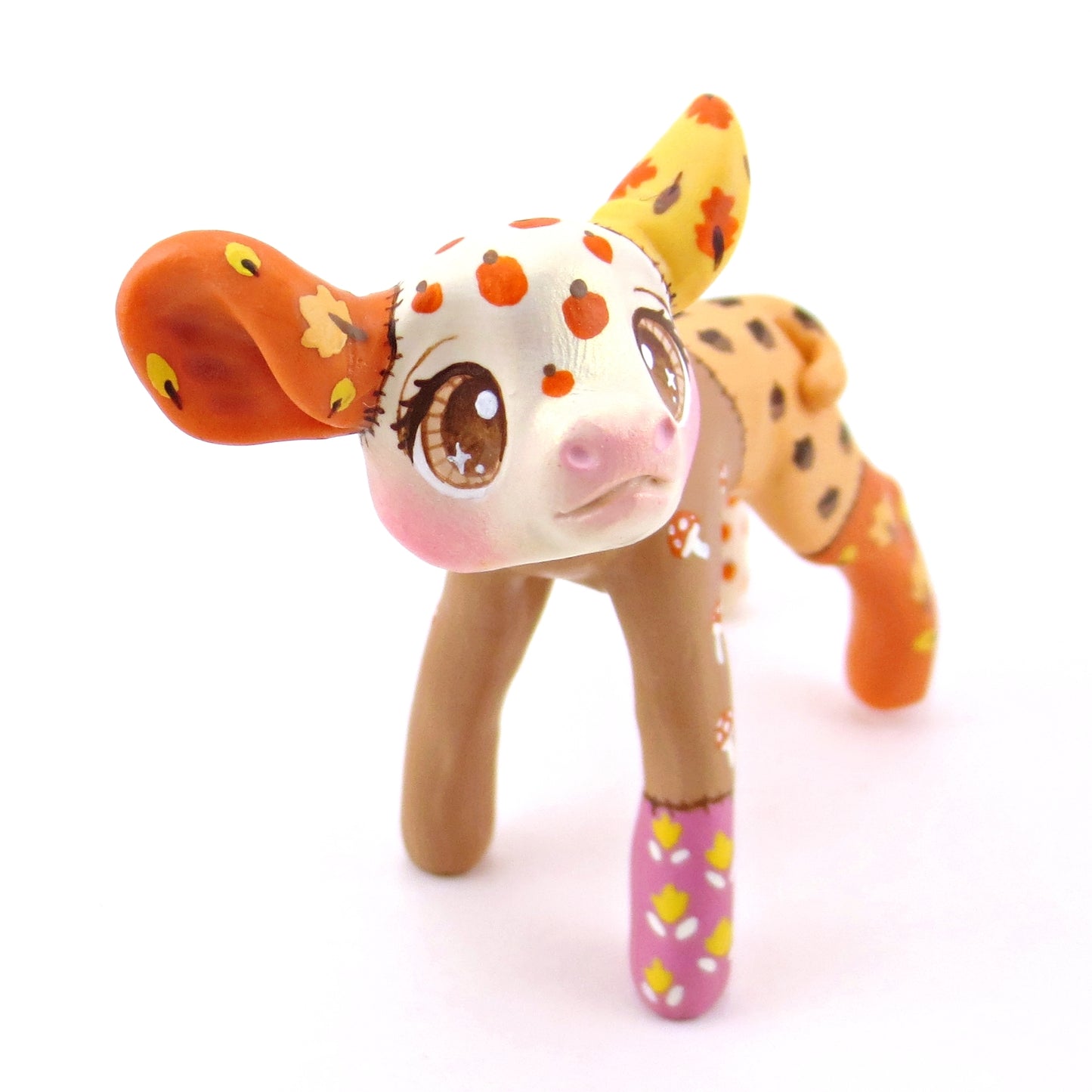 Patchwork Quilt Cow Figurine - Polymer Clay Fall Collection