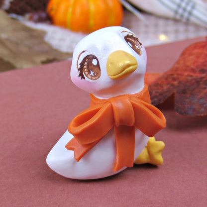 Bow Goose Figurine - Polymer Clay Fall Collection