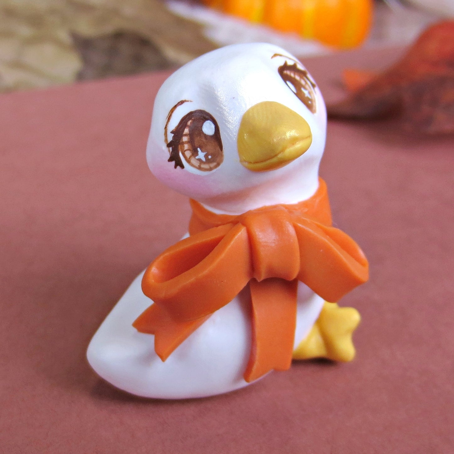 Bow Goose Figurine - Polymer Clay Fall Collection