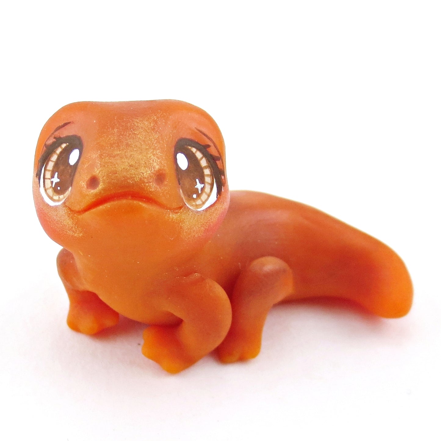 Orange and Brown Newt Figurine - Polymer Clay Fall Collection