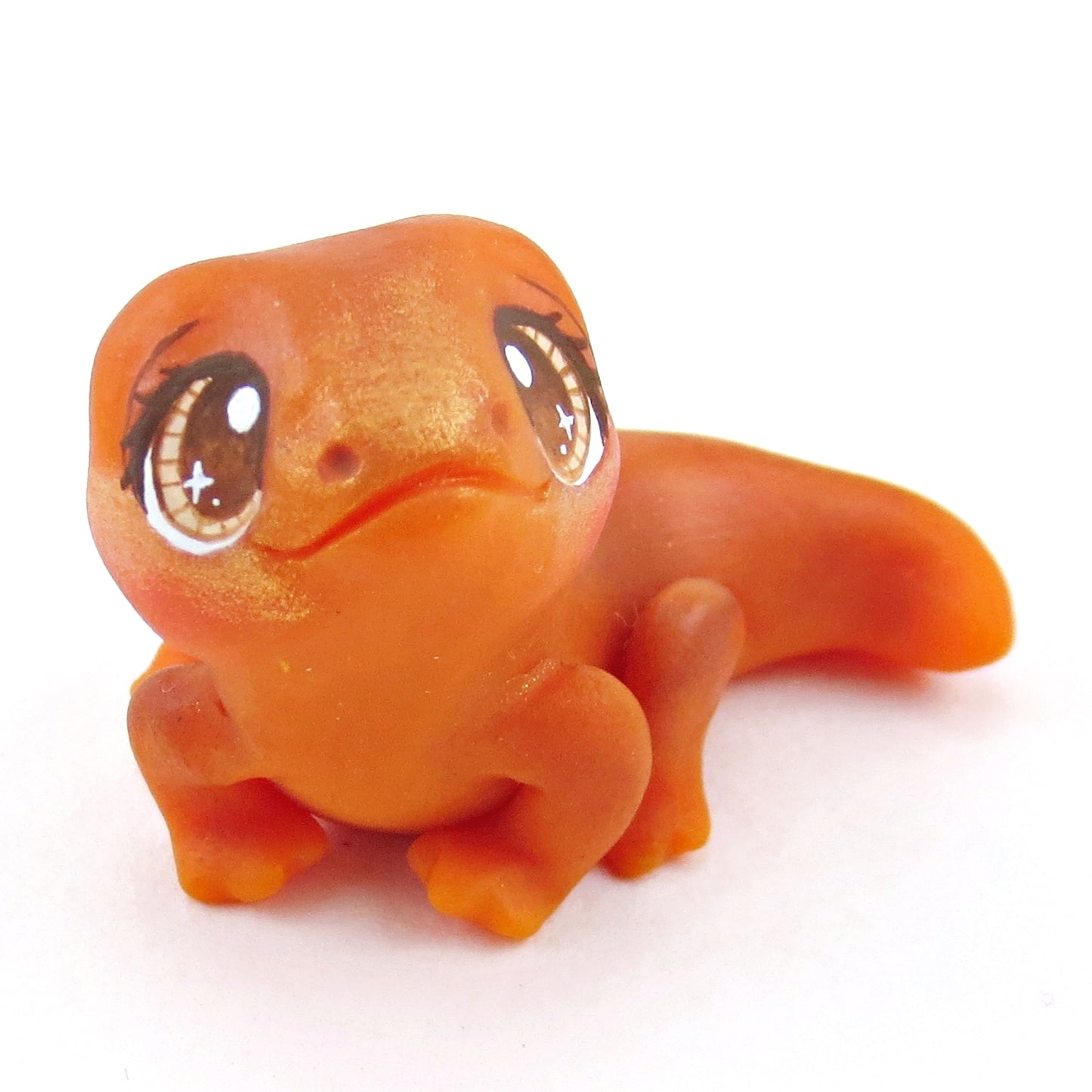 Orange and Brown Newt Figurine - Polymer Clay Fall Collection