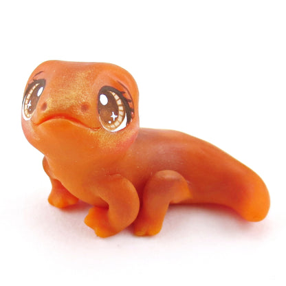 Orange and Brown Newt Figurine - Polymer Clay Fall Collection