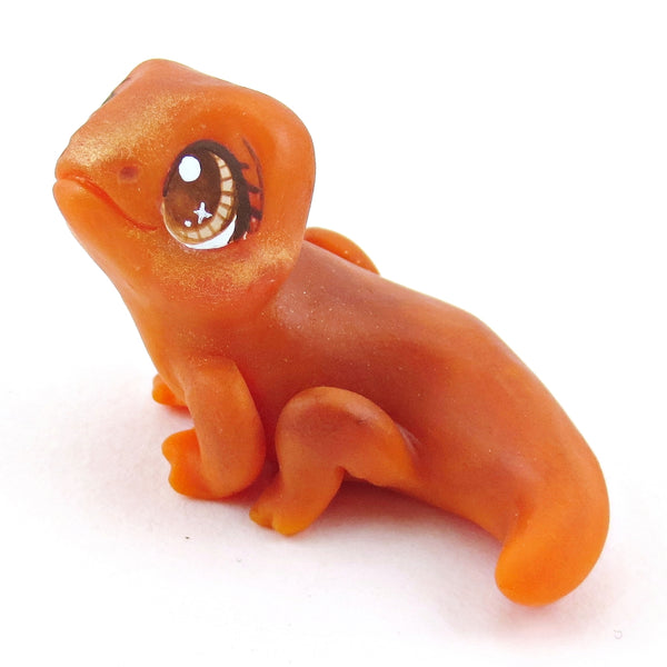 Orange and Brown Newt Figurine - Polymer Clay Fall Collection