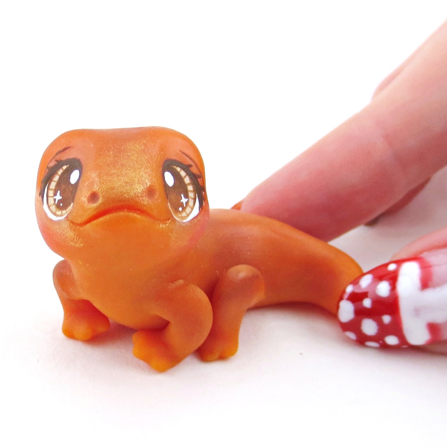 Orange and Brown Newt Figurine - Polymer Clay Fall Collection