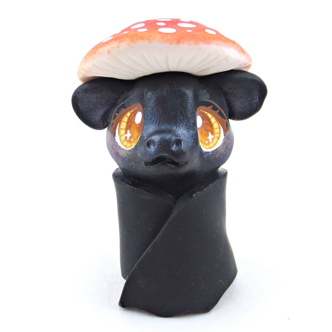 Mushroom Hat Bat Figurine - Polymer Clay Fall Collection