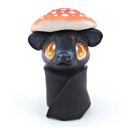 Mushroom Hat Bat Figurine - Polymer Clay Fall Collection