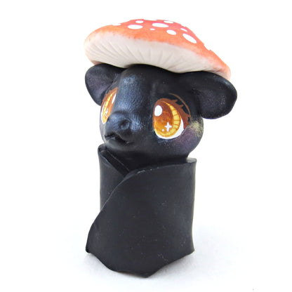 Mushroom Hat Bat Figurine - Polymer Clay Fall Collection