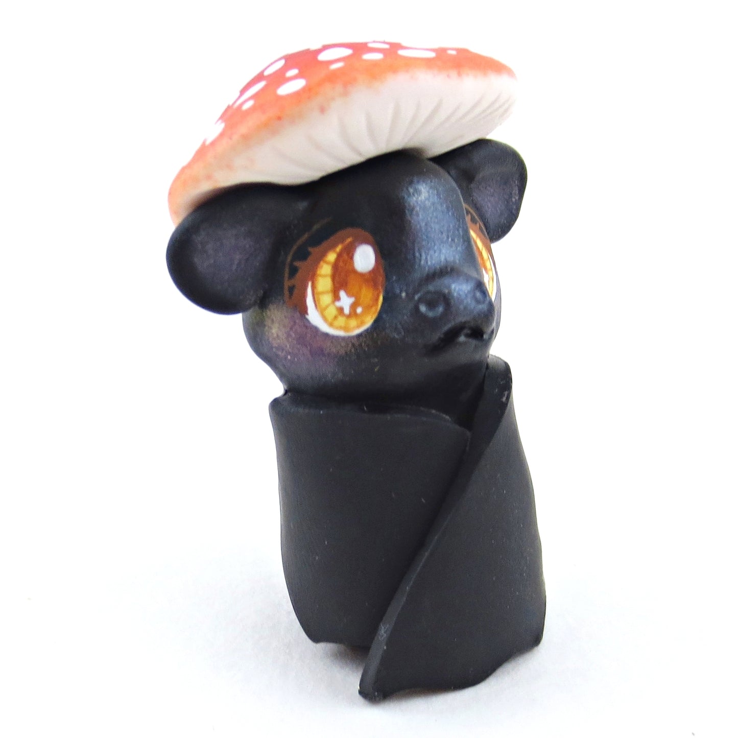 Mushroom Hat Bat Figurine - Polymer Clay Fall Collection