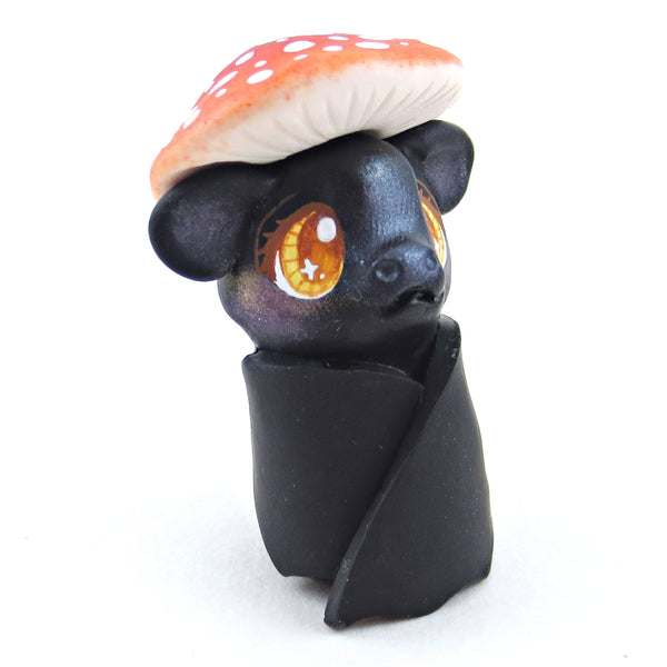 Mushroom Hat Bat Figurine - Polymer Clay Fall Collection