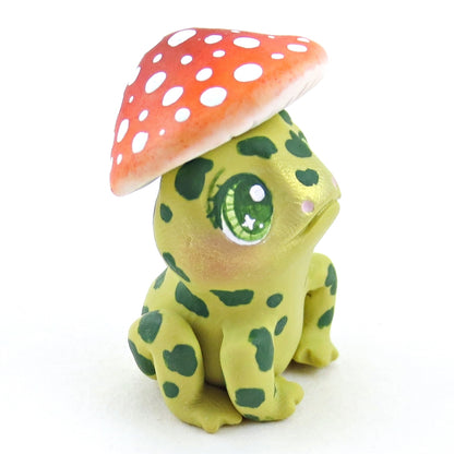 Mushroom Hat Frog Figurine - Polymer Clay Fall Collection