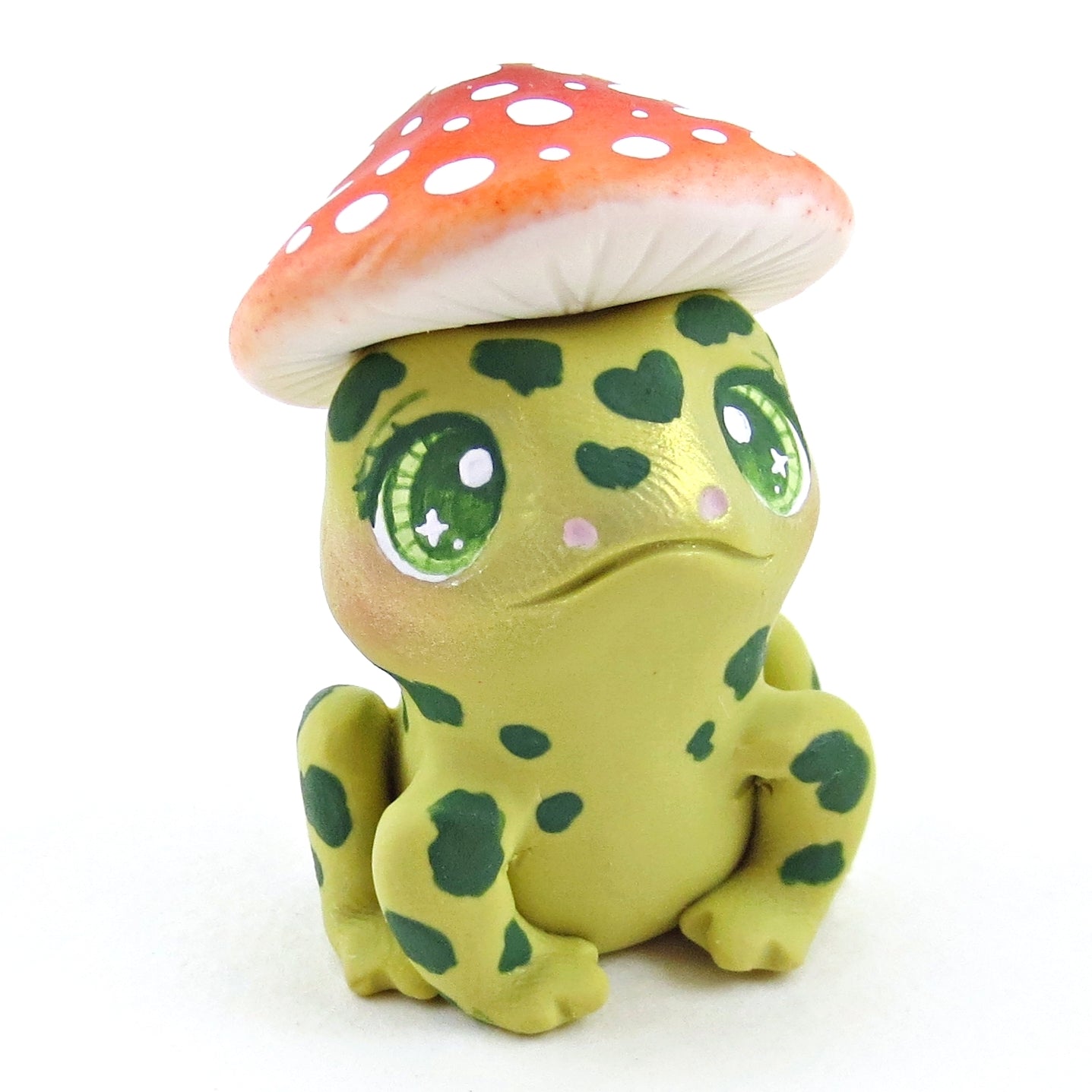 Mushroom Hat Frog Figurine - Polymer Clay Fall Collection