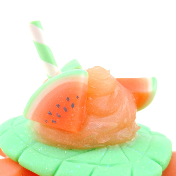 Watermelon Smoothie Turtle Figurine - Polymer Clay Food and Dessert Animals