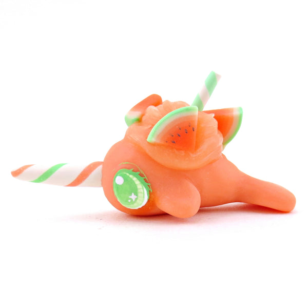 Watermelon Smoothie Narwhal Figurine - Polymer Clay Food and Dessert Animals
