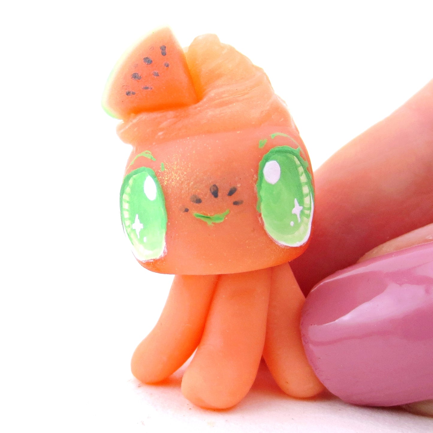 Watermelon Smoothie Jellyfish Figurine - Polymer Clay Food and Dessert Animals