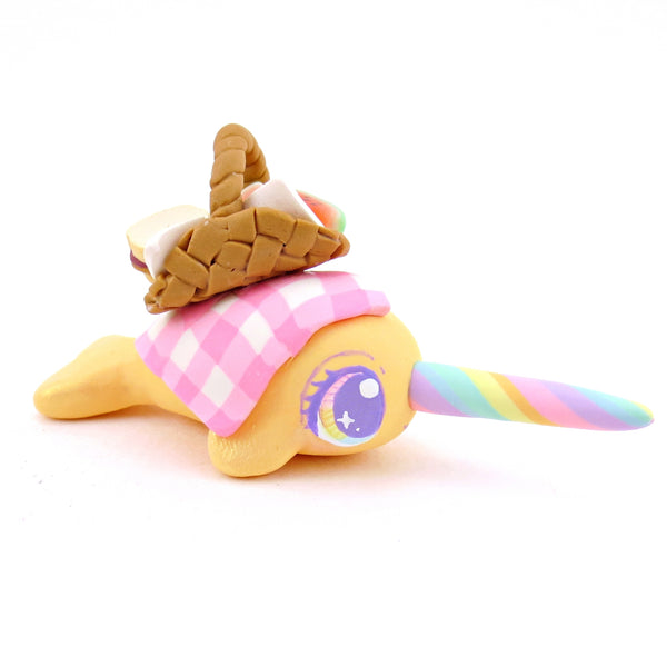 Picnic Basket Narwhal Figurine - Polymer Clay Food and Dessert Animals