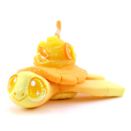 Lemon and Orange Citrus Smoothie Turtle Figurine - Polymer Clay Food and Dessert Animals